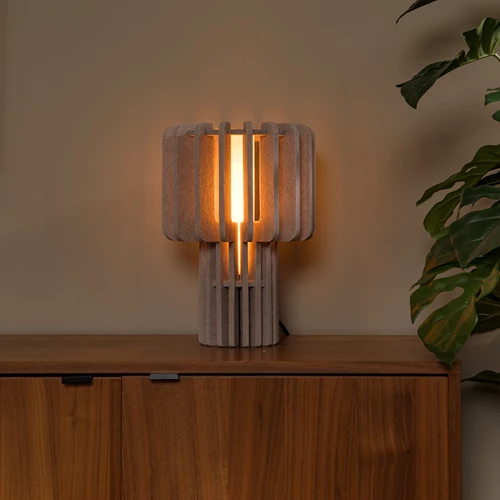 Lucide ROLLO - Tafellamp - 1xE27 - Taupe - sfeer 1